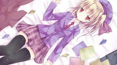 Tie hats red eyes blondes skirts school uniforms touhou flandre 