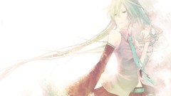 Tie hatsune miku vocaloid detached sleeves aqua hair aqua eyes