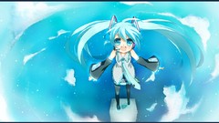 Tie hatsune miku vocaloid twintails detached sleeves aqua hair 