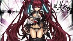 Tie long hair anime girls blue eyes bangs open mouth redheads 