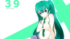 Tie long hair anime girls blue eyes hatsune miku vocaloid 