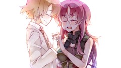 Tie long hair anime girls brunettes short hair mirai nikki 