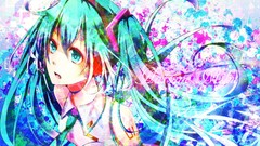 Tie long hair hatsune miku vocaloid open mouth twintails hair 