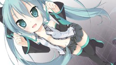 Tie navel bows skirts blush long hair anime girls hatsune miku 