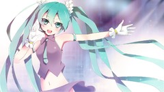 Tie navel gloves skirts blush long hair anime girls green eyes 