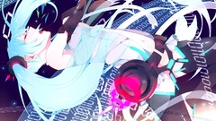 Tie navel numbers stockings blue hair long hair barefoot anime 