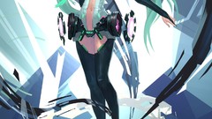 Tie navel stockings long hair barefoot anime girls hatsune miku 