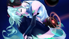 Tie navel tattoos long hair anime girls hatsune miku vocaloid 