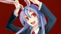 Tie red background red eyes schoolgirls long hair anime girls 