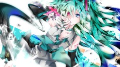 Tie red eyes microphones blue eyes hatsune miku vocaloid 