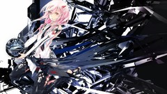 Tie red eyes pink hair anime girls guilty crown yuzuriha inori