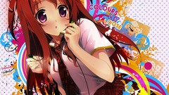 Tie schoolgirls blush anime girls brunettes earphones school 