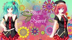 Tie schoolgirls multicolor anime girls green hair redheads