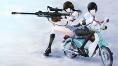 Tie scooter stockings uniforms short hair black hair Rifles