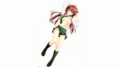 Tie skirts anime girls blue eyes brunettes school uniforms 