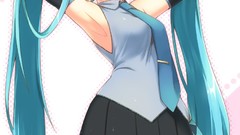 Tie skirts blue hair blue eyes headsets school uniforms hatsune 