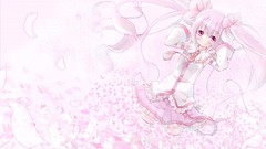 Tie skirts blush pink hair smiling long hair pink eyes anime 