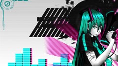 Tie stripes wires shirts long hair anime girls green eyes 