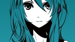 Tie Turquoise faces tattoos long hair anime girls hatsune miku 