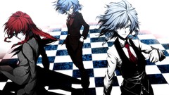 Tie Vampires white hair red eyes gloves suit smirk jackets 