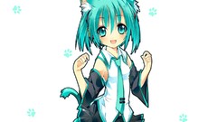 Tie white background Chibi anime girls short hair hatsune miku 