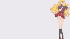 Tie white background schoolgirls blondes skirts long hair anime 