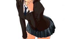 Tie white background schoolgirls jackets skirts anime girls 