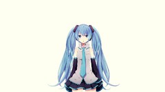 Tie white background skirts blue hair long hair anime girls 