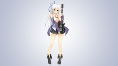 Tie white hair red eyes shirts jackets guitars skirts blush 