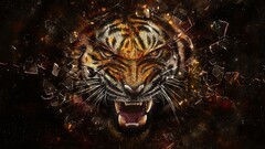 tiger abstract Animals digital art shattered artwork roar