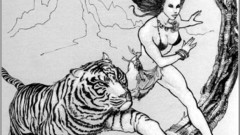 Tigers monochrome artwork running