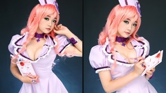 Tile blue eyes cleavage cosplay miyuko