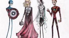 Tim Burton fan art thor captain america The Avengers loki tony 