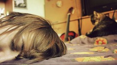 Time woman brunettes portraits self-portrait