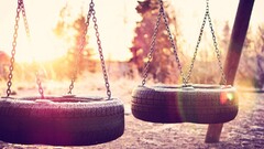 tires swings chains sunlight lens flare filter