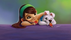 Together Dogs ice cream little girl artwork