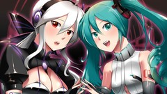 Together white hair red eyes anime girls hatsune miku vocaloid 