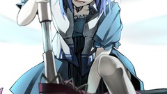 Tongue blue hair anime girls touhou video games Chinese clothes 