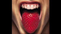 Tongue strawberries Photo manipulation