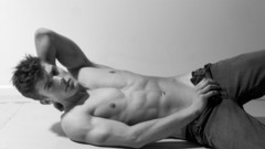 Topless grayscale male models