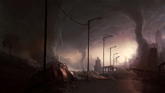 Tornadoes power lines artwork