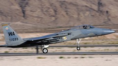 Touching F-15E Eagle warplanes