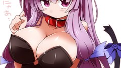 Touhou animal ears patchouli knowledge tails cleavage video 