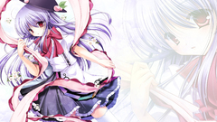 touhou anime girls Anime red eyes purple hair long hair Women