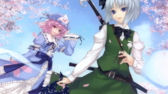 Touhou cherry blossoms blue