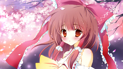 Touhou cherry blossoms miko
