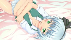 Touhou cleavage green eyes