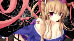 Touhou cleavage horns kimono