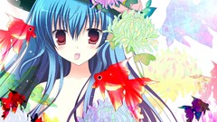 Touhou Flowers fish blue