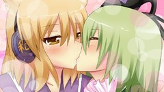 Touhou kissing yuri hats